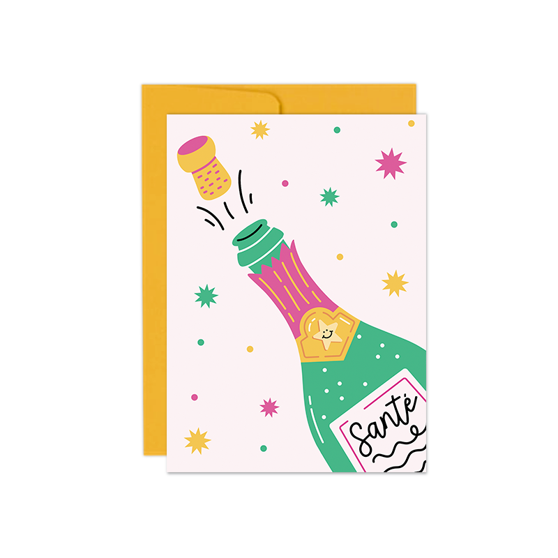 Carte festive Champagne & Confettis Club Pastel
