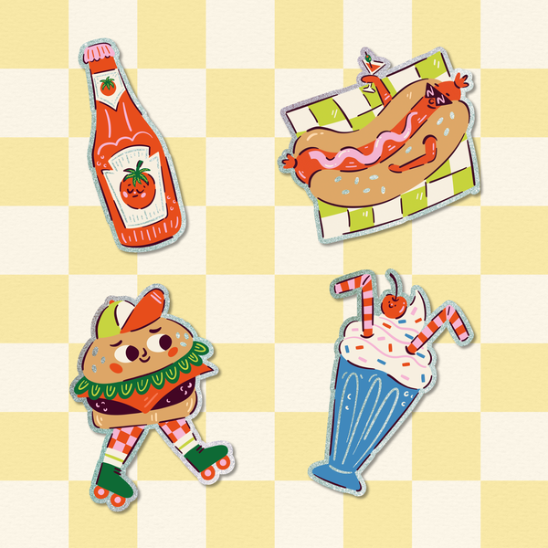 Ensemble de 4 autocollants "Casse-Croûte"